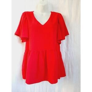 Entro beautiful solid red sz large blousr